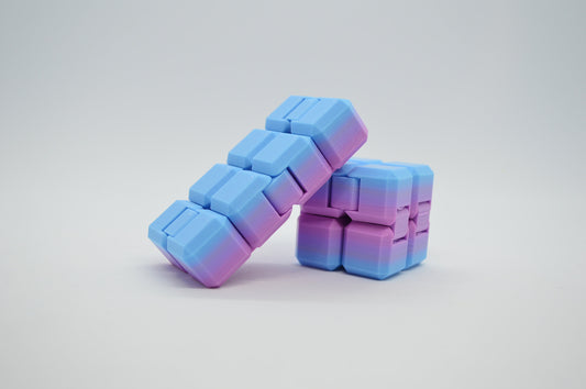 3D Printed Cotton Candy Colored Filament Infinity Fidget Cube Brain Focus